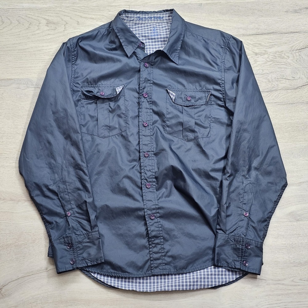 7 For All Mankind Shirt Mens Large Blue Outdoor Button Up Casual